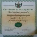 Certificate of Recognition Certificate of Recognition
